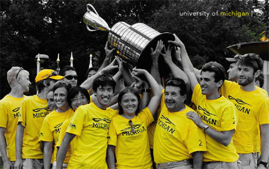 Michigan Solar Car team with trophy - a tradition of winning